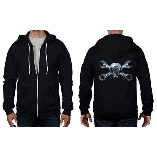 Biker Jolly Roger Full Zip Hoodie