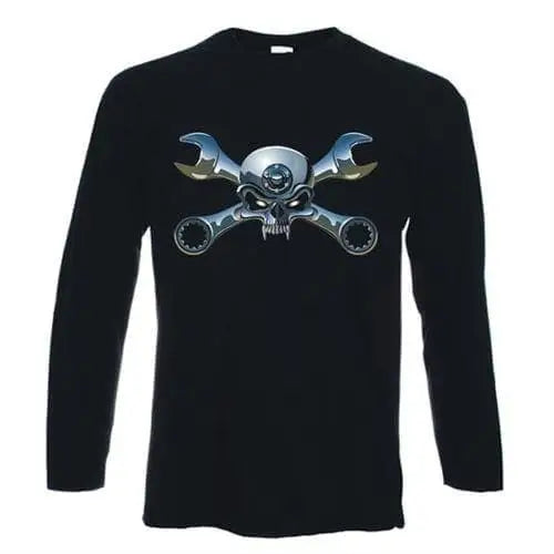 Biker Jolly Roger Long Sleeve T-Shirt