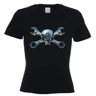 Biker Jolly Roger Womens T-Shirt