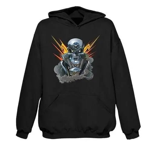 Biker Motor Skull Hoodie