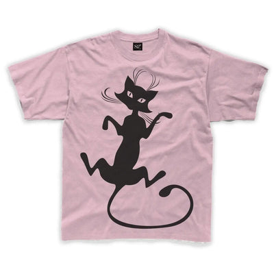 Black Cat Large Print Kids Children's T-Shirt 3-4 / Pink