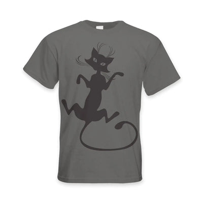 Black Cat Large Print Men's T-Shirt L / Charcoal