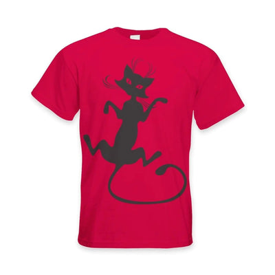 Black Cat Large Print Men's T-Shirt L / Red