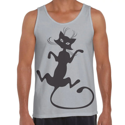 Black Cat Large Print Men's Vest Tank Top L / Light Grey