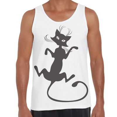 Black Cat Large Print Men's Vest Tank Top L / White