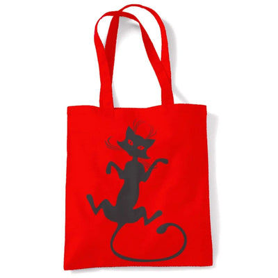 Black Cat Large Print Tote Shoulder Shopping Bag