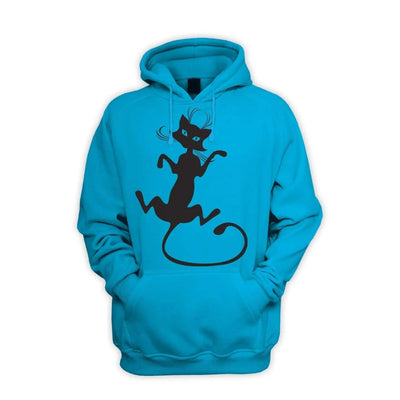 Black Cat Men's Pouch Pocket Hoodie Hooded Sweatshirt L / Sapphire Blue