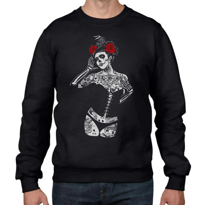 Black Crow Sugar Skull Burlesque Men's Sweatshirt Jumper M