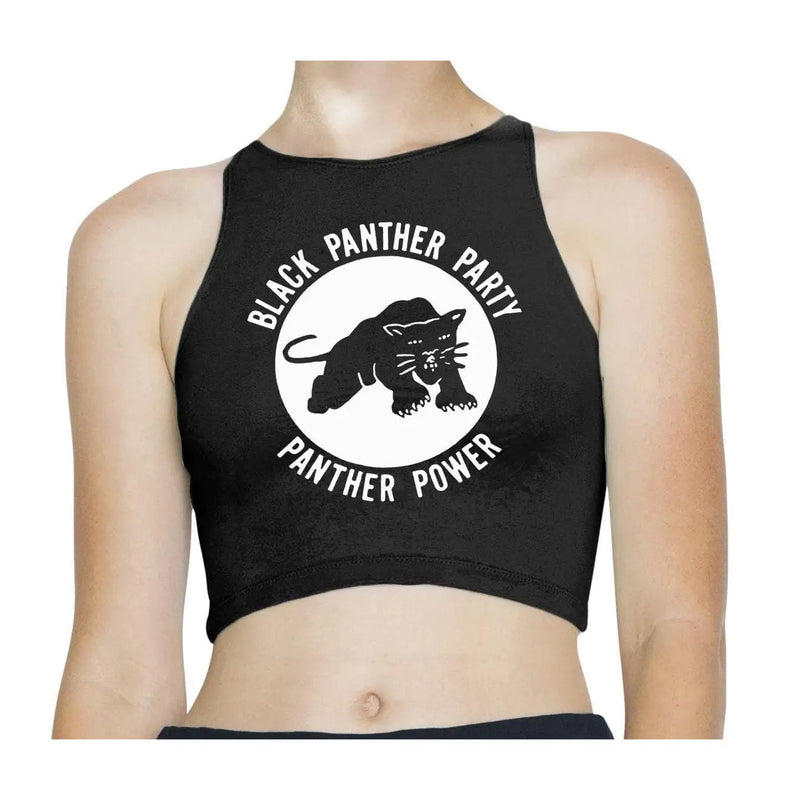 Black Panther Peoples Party Sleeveless High Neck Crop Top L / Black