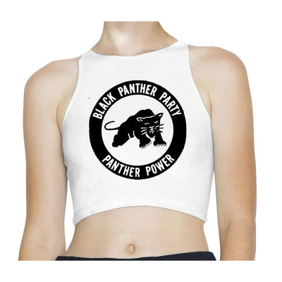 Black Panther Peoples Party Sleeveless High Neck Crop Top L / White
