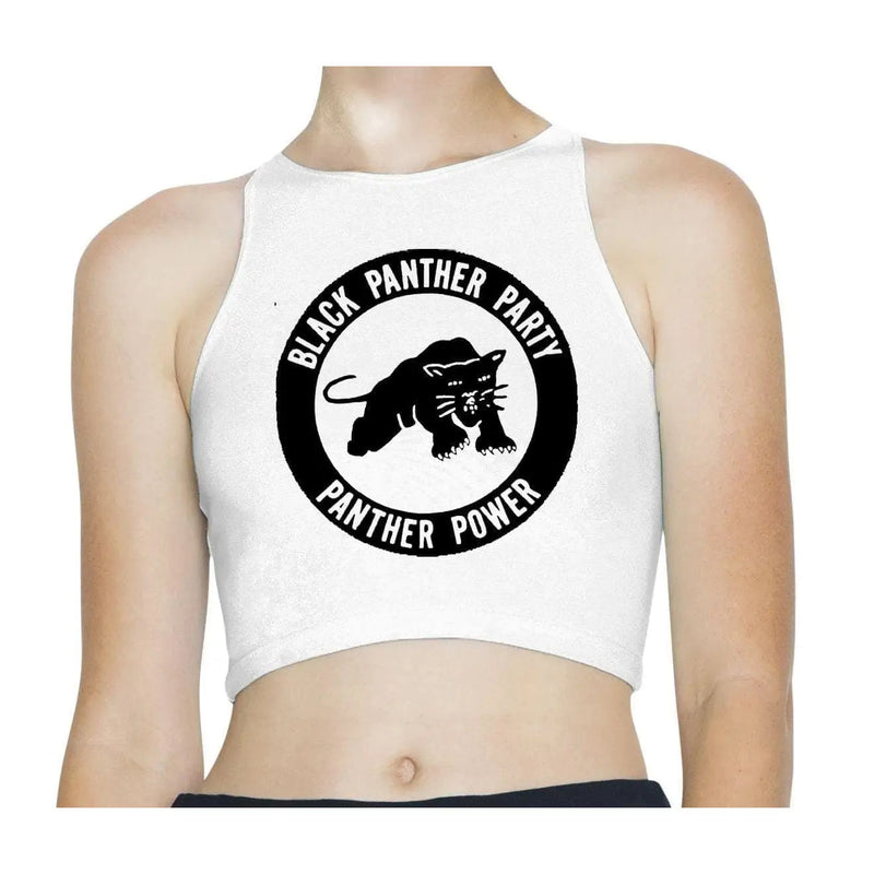 Black Panther Peoples Party Sleeveless High Neck Crop Top L / White