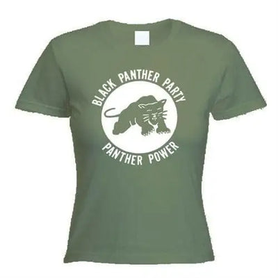 Black Panther People's Party White Print Women's T-Shirt XL / Khaki
