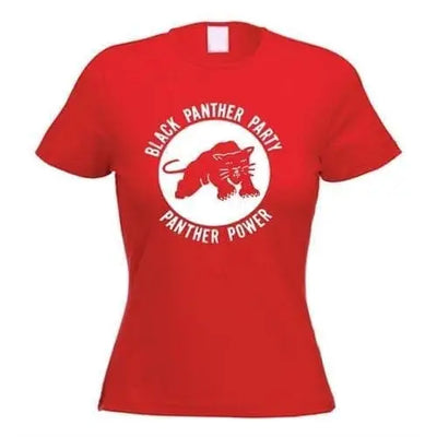 Black Panther People's Party White Print Women's T-Shirt XL / Red