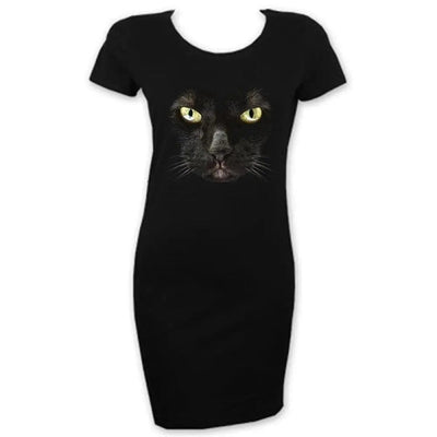 Black Witches Cat Short Sleeve T-Shirt Dress