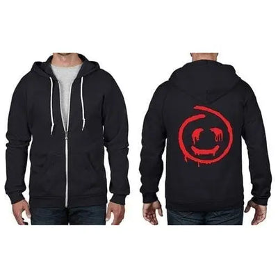 Blood Smiley Face Full Zip Hoodie L / Black