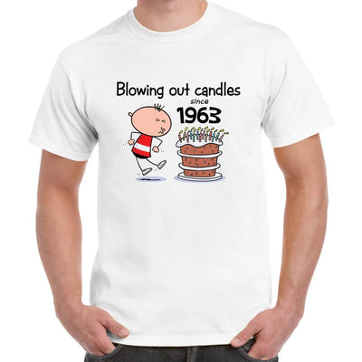 Blowing Out Candles Since 1963 60th Birthday Men's T-Shirt XXL