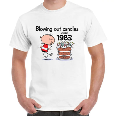 Blowing Out Candles Since 1983 40th Birthday Men's T-Shirt XL