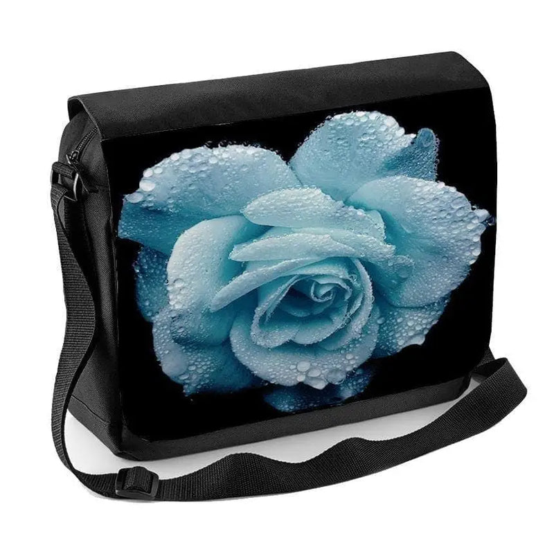 Blue Rose Wet Laptop Messenger Bag