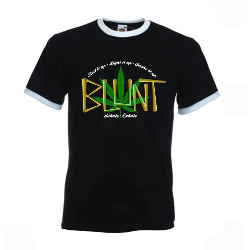 Blunt Inhale Exhale Marijuana Contrast Ringer T-Shirt XL / Black