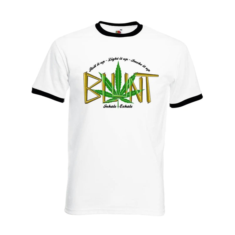 Blunt Inhale Exhale Marijuana Contrast Ringer T-Shirt XL / White