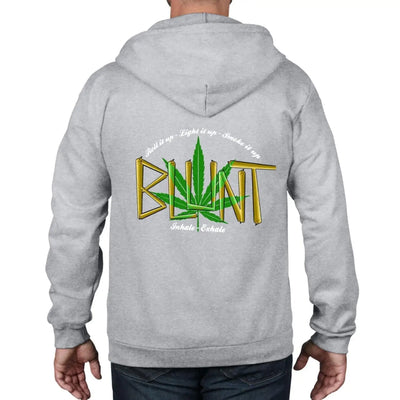 Blunt Inhale Exhale Marijuana Full Zip Hoodie S / Heather Grey