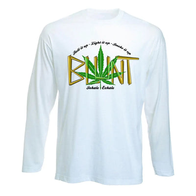 Blunt Inhale Exhale Marijuana Long Sleeve T-Shirt XL / White