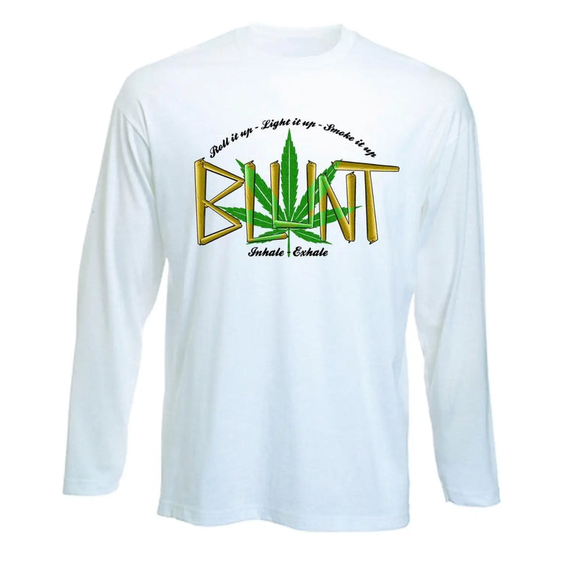 Blunt Inhale Exhale Marijuana Long Sleeve T-Shirt XL / White