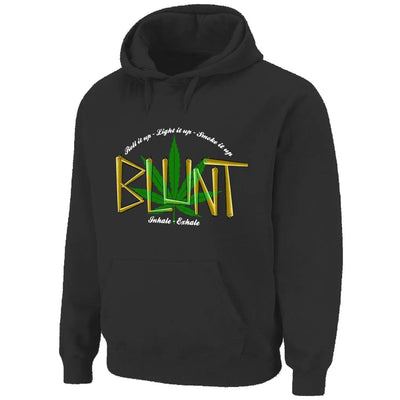 Blunt Inhale Exhale Marijuana Pouch Pocket Pull Over Hoodie XXL / Black