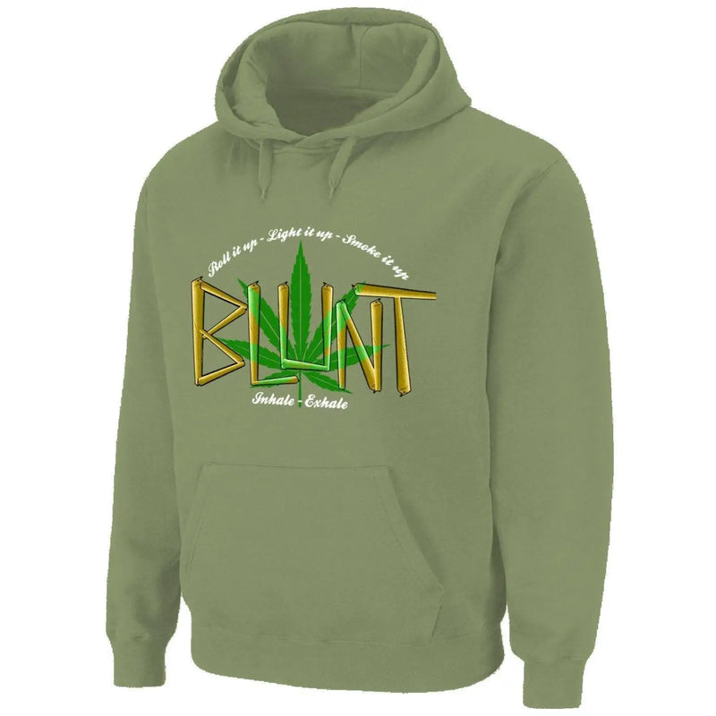 Blunt Inhale Exhale Marijuana Pouch Pocket Pull Over Hoodie XXL / Khaki