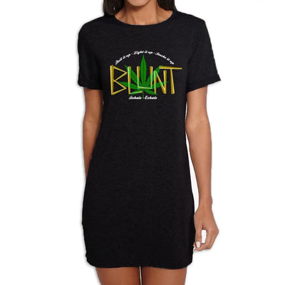 Blunt Inhale Exhale Marijuana Short Sleeve T-Shirt Dress XL / Black
