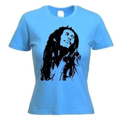 Bob Marley Dreadlocks Women's T-Shirt XL / Light Blue