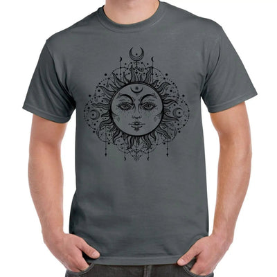 Boho Sun Hipster Tattoo Large Print Men's T-Shirt