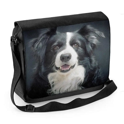 Border Collie Portrait Laptop Messenger Bag