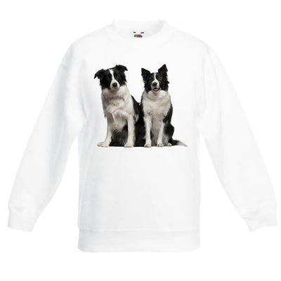Border Collies Dogs Animals Children's Toddler Kids Sweatshirt Jumper 7-8 / White