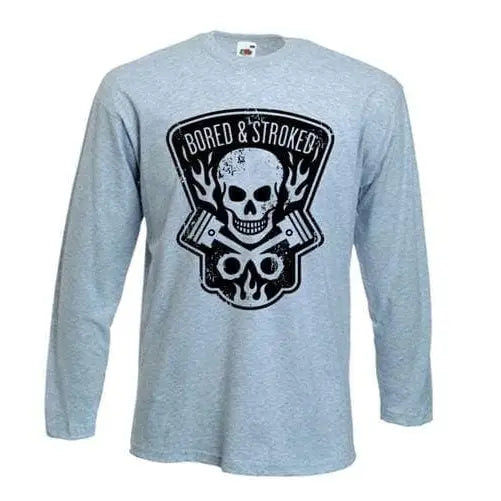 Bored and Stroked Long Sleeve T-Shirt M / Light Grey