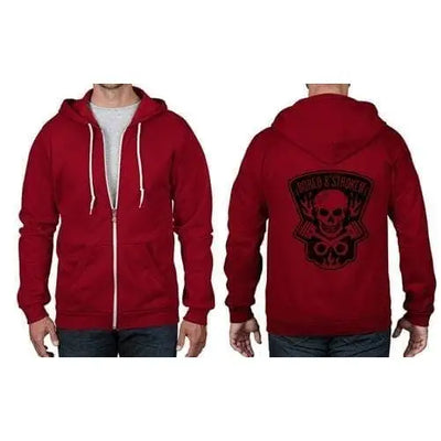 Bored & Stroked Biker Full Zip Hoodie XL / Red