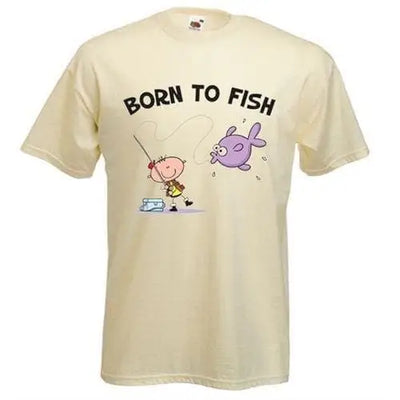 Born To Fish Mens T-Shirt M / Cream