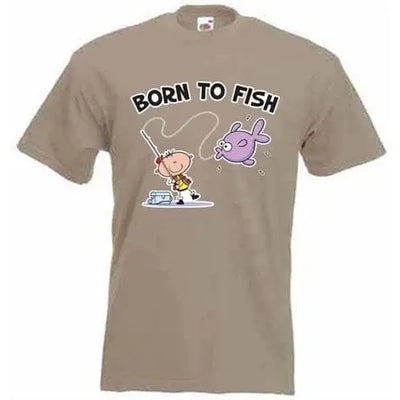 Born To Fish Mens T-Shirt M / Khaki