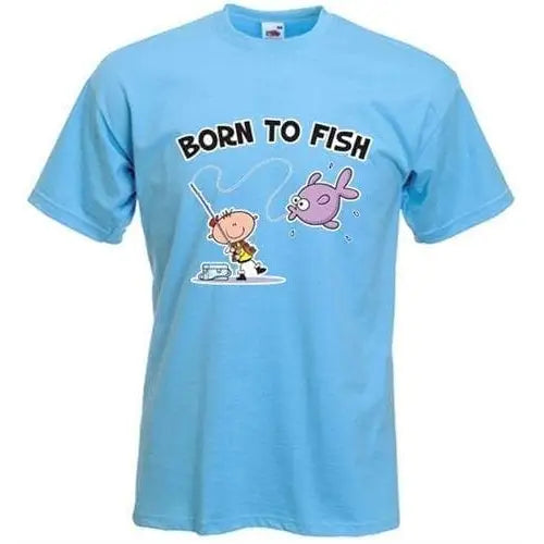 Born To Fish Mens T-Shirt M / Light Blue