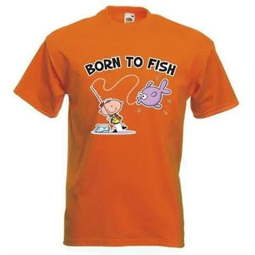 Born To Fish Mens T-Shirt M / Orange