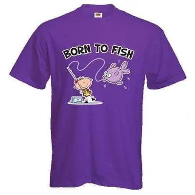 Born To Fish Mens T-Shirt M / Purple
