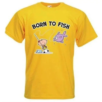 Born To Fish Mens T-Shirt M / Yellow