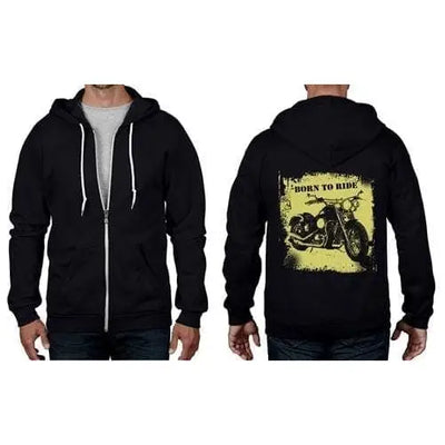 Born To Ride Biker Full Zip Hoodie