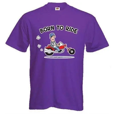 Born To Ride Biker Mens T-Shirt XXL / Purple