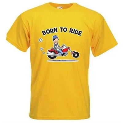 Born To Ride Biker Mens T-Shirt XXL / Yellow