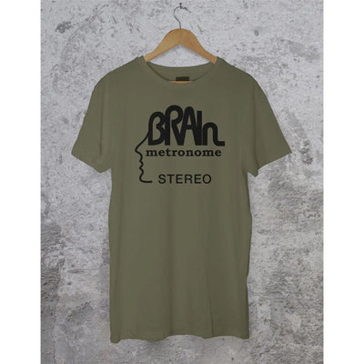 Brain Records T Shirt - Krautrock Neu! Cluster Guru Guru S / Khaki