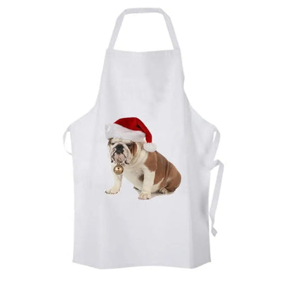 British Bulldog Santa Claus Christmas Chefs Apron