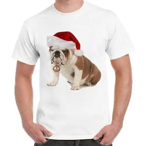 British Bulldog Santa Claus Mens Christmas T-Shirt