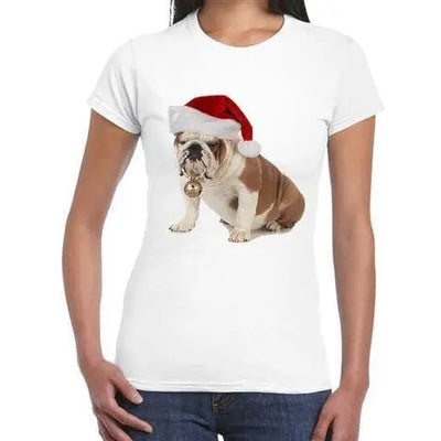 British Bulldog Santa Women's Christmas T-Shirt