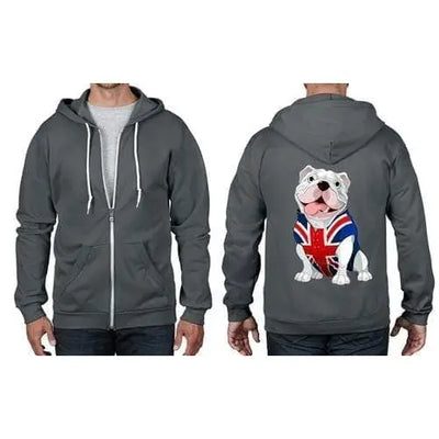 British Bulldog Union Jack Full Zip Hoodie S / Charcoal